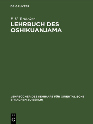 cover image of Lehrbuch des Oshikuanjama